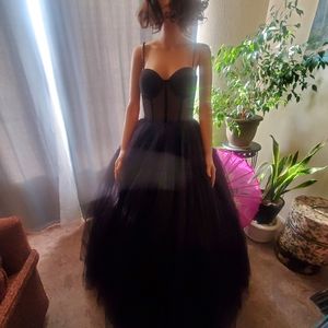 Black corseted ball gown